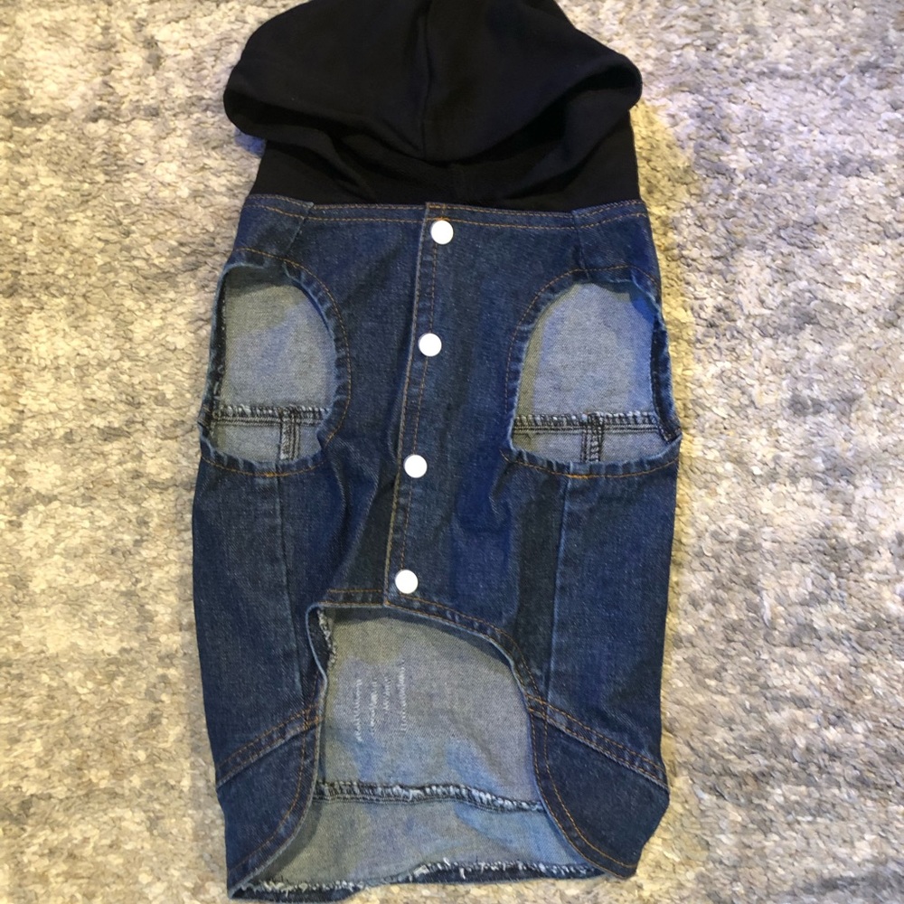 Pet Jean Jacket w/Black hood Size XXL